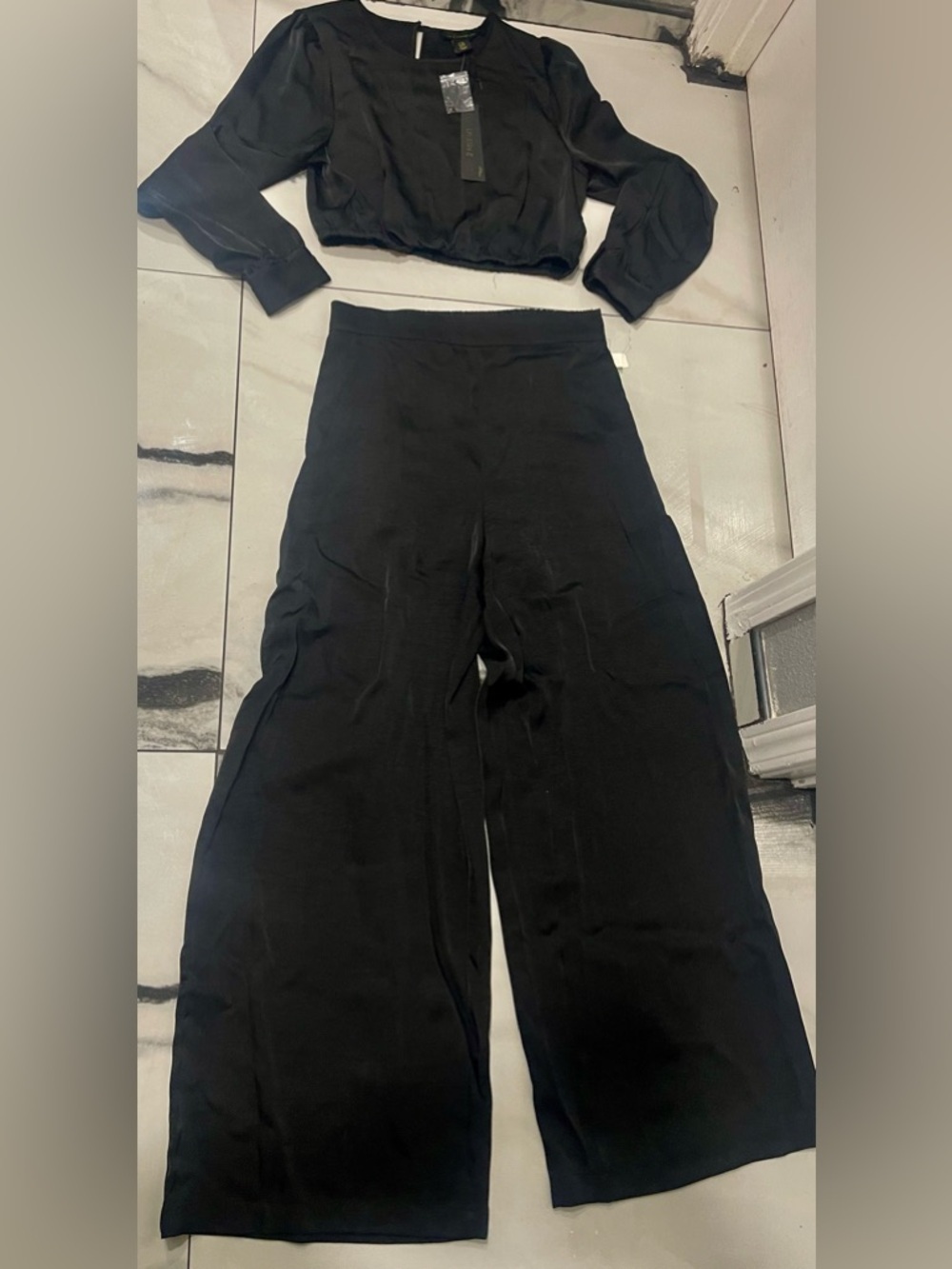 House of Harlow 1960 Black Wide-Leg Pants and crop